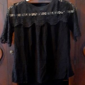 Xhilaration black lace short sleeve top, sz XS